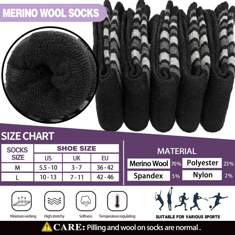 EBMORE Womens Merino Wool Hiking Socks Thermal Winter Warm Compression