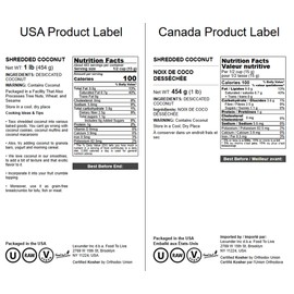 Food to Live - Shredded Coconut, 1 Pound Unsweetened Coconut Flakes, Desiccated, Kosher, Vegan, Bulk. No Sulfites Added. Rich in Dietary Fiber. Perfect for Homemade Desserts.