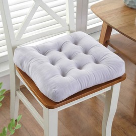 Vctops - Cojín de terciopelo sólido antideslizante, suave, grueso, lavable, cuadrado, para cocina, comedor, color gris claro, 50,8 x 50,8 cm