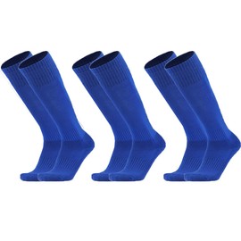 Calcetines deportivos unisex atléticos de compresión de alta transpirabilidad, tubo sólido, 3/12 pares para niños, jóvenes y adultos, Azul 3 pares, Small