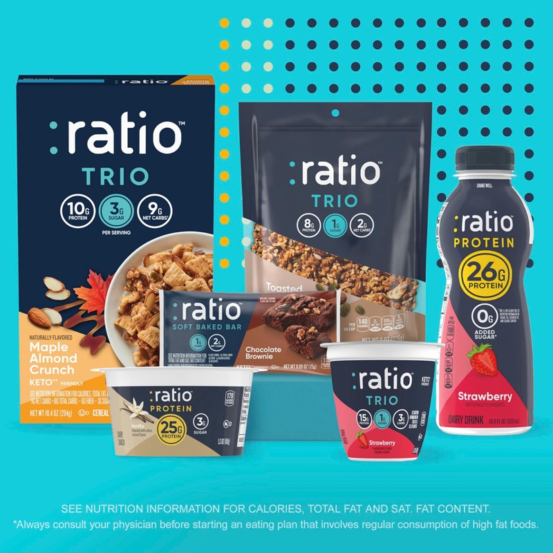 Ratio Trio Toasted Almond Granola Cereal, 1g Sugar, Keto Friendly,