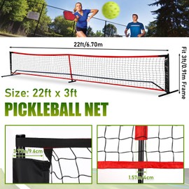 TOBWOLF 22x3ft Pickleball Replacement Net, Portable Pickleball Nets with 4 Paddle Replacement Birdies, Indoor Outdoor Practice Pickleball Polyester Net for Most Free-Standing Pickle Ball Frame