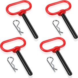 BBTO 4 Pieces Tractor Hitch Pin 1/2 x 3-5/8 Inch Red Trailer Handle Hitch Pin Accessories Farm Turn Mower Towing Cargo Boat RV Car Truck Bike ATV