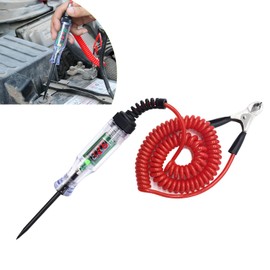 Eratus 1 PC Car 190 mm 3V/6V/12V/24V LED Light Circuit Tester with 60-180 cm Telescopic Spring Wire, Multi-Function Waterproof Digital Circuit Tester with LCD Display, for Most Car Models (Red)