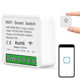 QIACHIP 16A Smart Module Light Switch, Mini DIY WLAN Switch, Compatible with Ewelink App, Alexa Echo and Google Assistant, Pack of 2