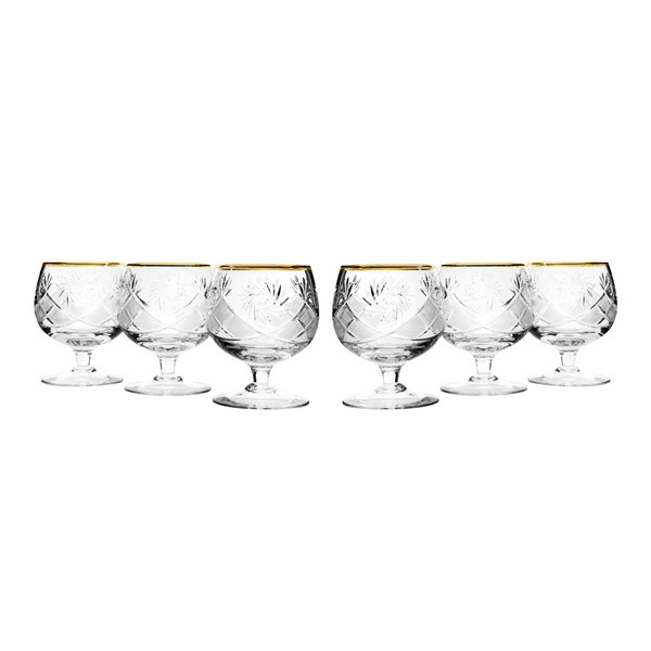 Set of 6, 10-Oz Hand Made Vintage Russian Crystal Glasses