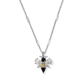 Kendra Scott Womens Bee Short Pendant Necklace Silver Black - Yellow Mix One Size One Size
