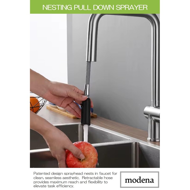 modena Azur S Chrome U Shape Pull-Down Kitchen Faucet, OB-D123-C