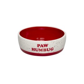 Pearhead Paw Humbug Christmas Pet Bowl, Speckled Dog Water and Food Dish, Holiday Dog Pet Bowl, Holds 3 Cups, Medium