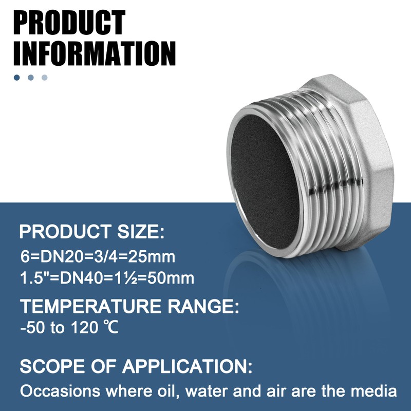 Reducer with Hexagonal 304 Stainless Steel, AG 1-1/2 Inch x