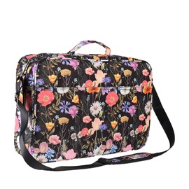 Pencil Case Slot Holds 480 Colored Pencils or 320 Color Gel Pens with Zipper Closure Large Capacity Nylon Pen Organizer Bag with Shoulder Strap (Black Floret)