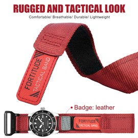 Ritche Christmas Gift Nylon Sport 20MM Quick Release Watch Band for men women,Replacement Sekio Watch bands Red, White Elephant Gifts, Stocking Stuffers for Men