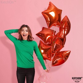 KatchOn, Red Star Balloons Foil - 18 Inch, Pack of 6 | Red Mylar Balloons for Red Birthday Decorations | Red Mylar Star Balloons | Christmas Balloons for Christmas Decorations | Star Shaped Balloons