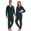 COLORFULLEAF Couples Christmas Pajamas for Family Hoodie Plaid Fleece Onesie