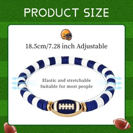 HWQVA Game Day Bracelet for Women, Stackable Football Charm Bangle Jewelry for Fans & Football Moms, Sports Team Accessories Gift (White/Blue)