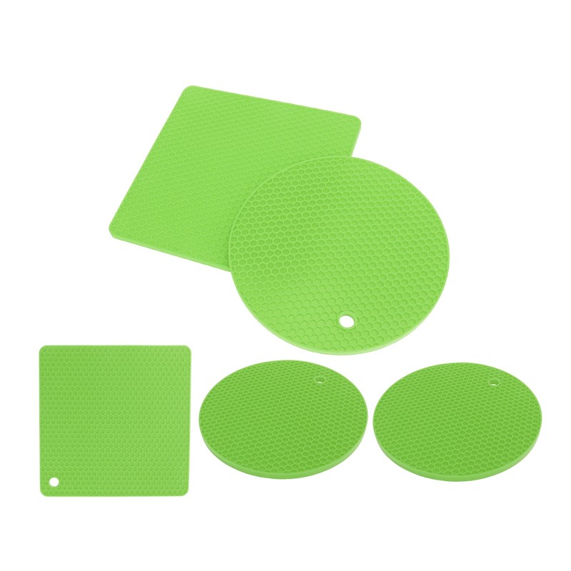 5Pcs Silicone Trivet Mat Square Round Honeycomb Hot Pad Non