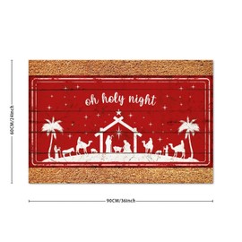 DecStic Oh Holy Night Coir Mat Nativity Scene Doormat Christmas is Coming Funny Weather Resistant Non Slip Mat for Front Outdoor Indoor Home Entrance 24x36in