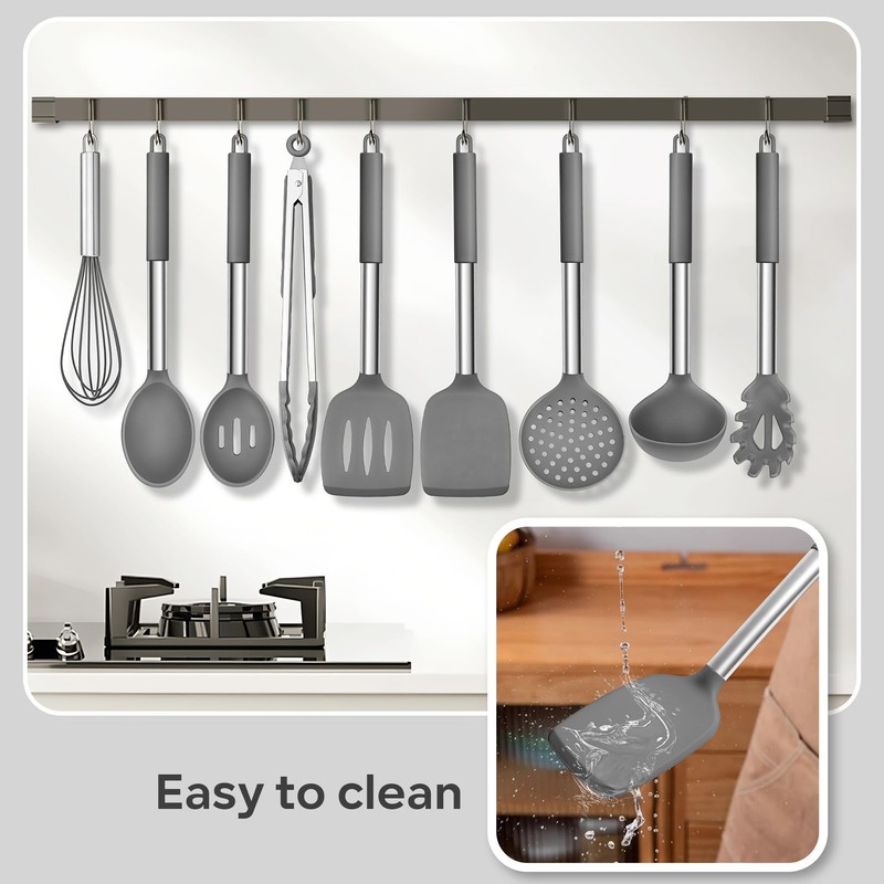 HaWare Silicone Utensils Set, 9-Piece Kitchen Cooking Utensils, Non-stick Heat