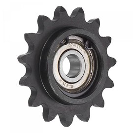 uxcell #35 Chain Idler Sprocket, 9mm Bore 3/8" Pitch 15 Tooth Tensioner, Black Oxide Finished C45 Carbon Steel with Insert Single Bearing for ISO 06C Chains