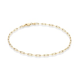 Miabella Solid 925 Sterling Silver 2.5mm Paperclip Link Chain Anklet Ankle Bracelet for Women, Made in Italy (yellow-gold-plated-silver, 9 Inches)