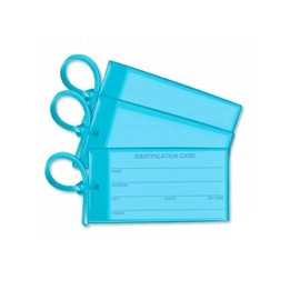 3 Sky Blue Jelly Luggage Tags - Made in USA