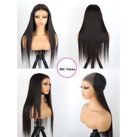 Domiso Domiso Straight Wear and Go Glueless Wigs Human Hair Pre Plucked Pre Cut Pre Bleached Tiny Knots Skin Lace Wig 8x5 HD Straight Lace Front Wigs Human Hair for Women 180% Density Beginner Wig 20 Inch