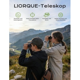 LIORQUE Binoculars 10 x 25 cm Children Adults Foldable Lightweight IPX6 Night Vision