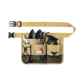 UNCO- Adjustable Gardening Belt, Khaki, 7 Pockets, Wear, Cut and Water Resistant, Garden Tool Belt Pouch, Waist Apron with Pockets