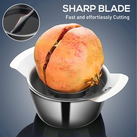 1 Set Pomegranate Peeler Stainless Steel Pomegranate Deseeder Tool with Bowl and Wooden Hammer, Manual Peeling Tool, Pomegranate Seeder Remover, Kitchen Gadgets for Peeling