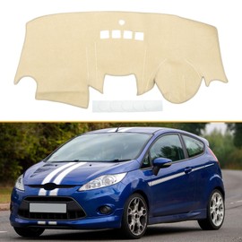 Partuto Dashboard Cover Anti-Slip/Anti Dust Dash Cover Mat Carpet for Ford Fiesta MK7 2009-2017 Polyester Beige
