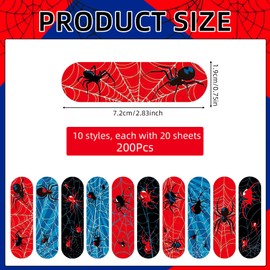 200 Pcs Spider Bandage, Waterproof Breathable Spider Theme Adhesive Bandages for Kids Boys Adults Family Protection Care Cuts Scrapes
