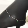 BrazilAJ Tear Drop Silver Anklet, 925 Plata Tobillera, Multicolor CZ