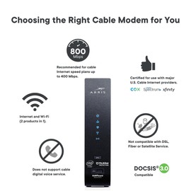 ARRIS Surfboard SBG7400AC2-RB DOCSIS 3.0 Cable Modem & AC2350 Wi-Fi Router , Approved for Comcast Xfinity, Cox, Charter Spectrum & more , Four 1 Gbps Ports , 800 Mbps Max Internet Speeds,- REFURBISHED