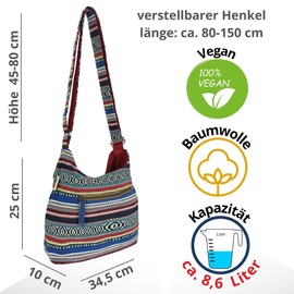 Sunsa Damen Umhängetasche. Hobo Tasche aus gewebter Baumwolle mit verstellbare Henkel. Crossbody Schultertasche mit Streifen Design. Geschenkideen für Frauen