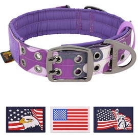 ADITYNA Heavy Duty Dog Collar for Medium Dogs - Camo Purple Collar with Handle for Training, and Walking - Wide, Thick, Tactical, Soft Neoprene Padded