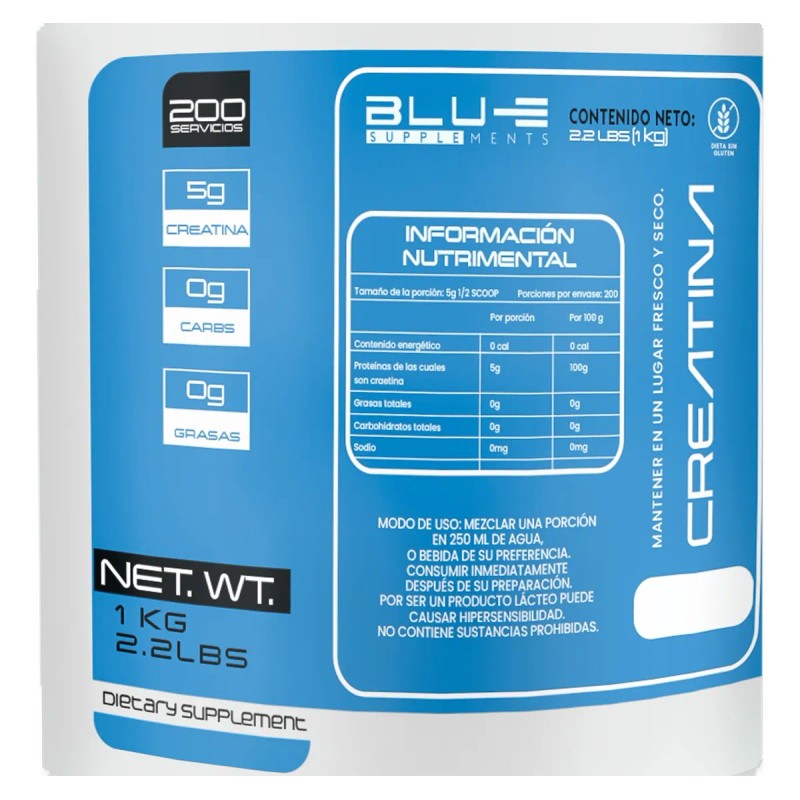 Blu-e Creatina Monohidratada 1kg Varios Sabores Naranja