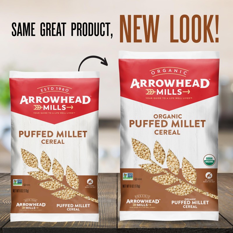 Arrowhead Mills Puffed Millet Cereal, 6 Ounce Bag (Pack of