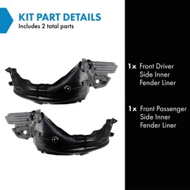 TRQ TRQ Front Inner Fender Liner Set Compatible with 2016 Lexus IS200t 2014-2015 IS250 IS300 2014-2016 IS350 LX1248126 LX1249126