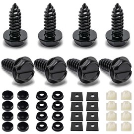 Hoewina License Plate Screw Kit, 8 Sets Stainless Anti Theft License Plate Screws, Anti-Rattle & Rust-Proof Bolts for Securing License Plates Frames or Covers on Cars, Trucks, SUVs (Black)