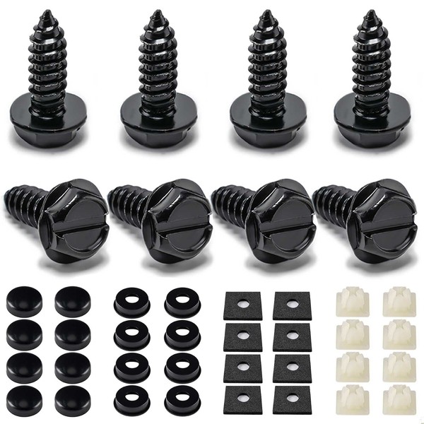 Hoewina License Plate Screw Kit, 8 Sets Stainless Anti Theft