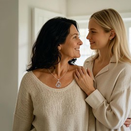 URONE Cow Necklace 925 Sterling Silver Cow Print Pendant Mother Daughter Animals Jewelry Gifts for Women