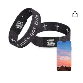 Christian Daily Bible Verse Bracelet Scan Phone with NFC for Women, Men, Teens, Scripture Bracelet with Bible Verse, Elastic Jesus Wristband,Religious Gifts, Inspirational Bible Verse (God's got this)