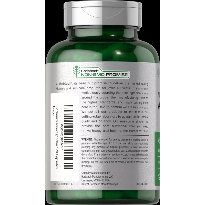 Horbäach Ashwagandha Capsules | Max Strength | 120 Count |