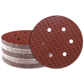 Pack of 50 Sandpaper 150 mm Velcro, 240 Grit 6 Hole, Red Sanding Discs Set for Random Orbital Sanders