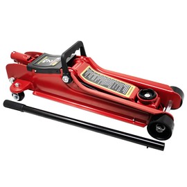 K Tool International 63095 2 Ton Automotive Low Profile Trolley Floor Jack for Garages, Repair Shops, and DIY, 4,000 lbs. Capacity, Hydraulic Lifting Range 3.35" - 14.96", Heavy Duty Steel, Red