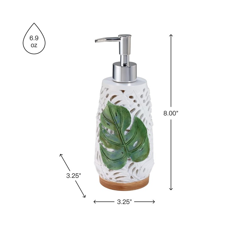 Avanti Linens - Soap Dispenser/Lotion Pump, Palm Tree Leaves Inspired
