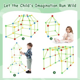 SK MISS Den Building Kit for Kids, Kids Fort Building Kit, 155Pcs Kids Construction Fortress Building Kit for 3+ Years Old Boys Girls, DIY Kids Creative Tent Playhouse Indoor Toys