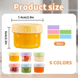 DYUEE Food Storage Containers with Airtight Lids, 6 Pack 120ml Small Containers with Stickers Reusable Sauce Containers for Infant & Toddler Food, Sauce
