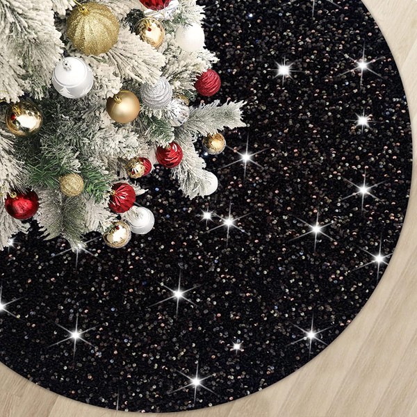 Christmas Tree Skirt 36 Inch Black Xmas Tree Skirt Soft