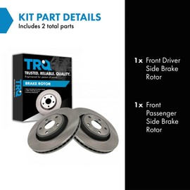 TRQ Front Brake Rotors Set Vented Compatible with 2011-2022 Dodge Durango 2011-2021 Jeep Grand Cherokee 2022 Grand Cherokee WK